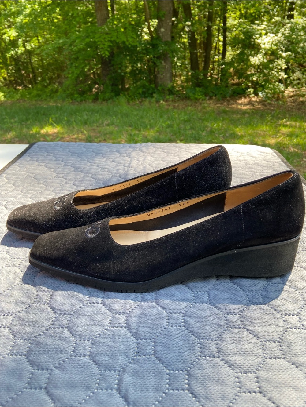 Salvatore Ferragamo Black Suede Wedge Pump